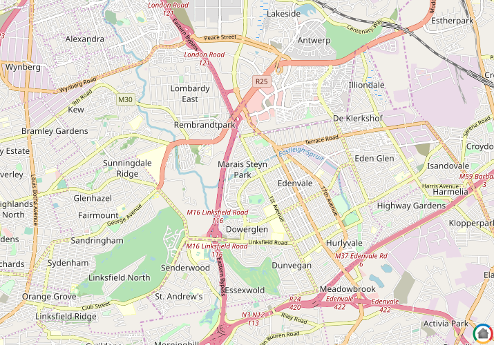 Map location of Marais Steyn Park